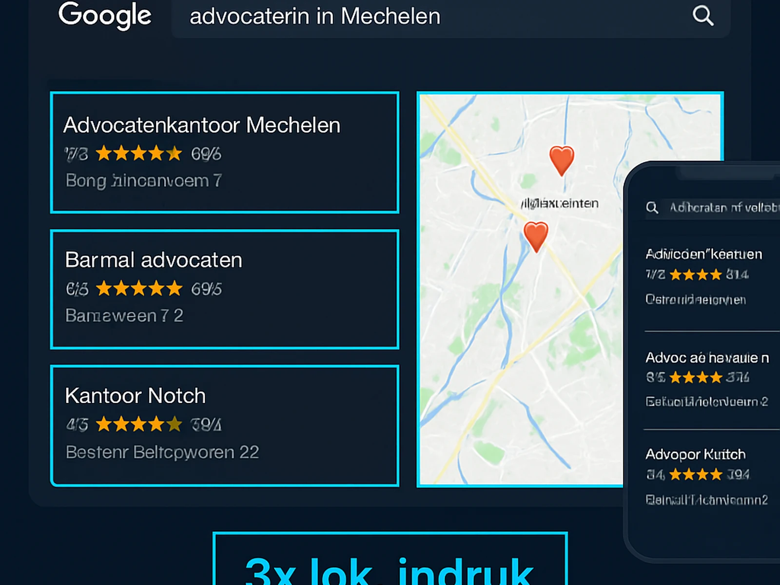 Mechelen law practice: local SEO for three Belgian office locations